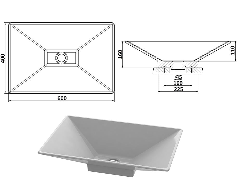 Умывальник Snail Аполон 600х400 мм Иней (118B110) - фото 5 Умывальник Snail Аполон 600х400 мм Иней (118B110) - фото 5
