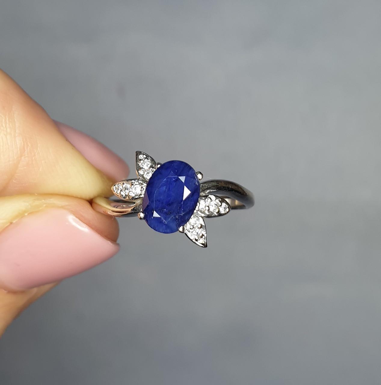 Кольцо серебряное с сапфиром р. 18 2,39 г (1393056182)