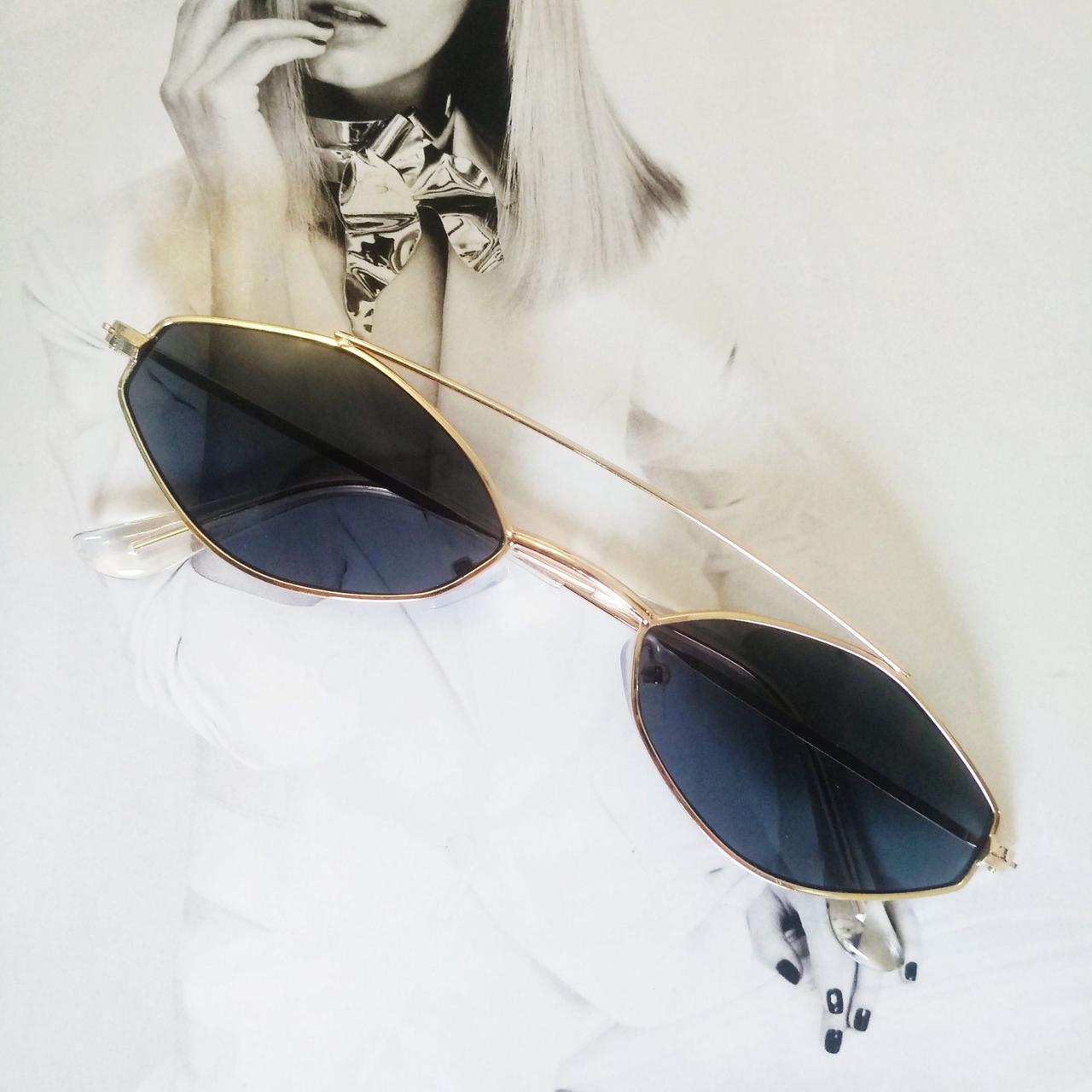 Сонцезахисні окуляри маленький ромб Сірий у золоті