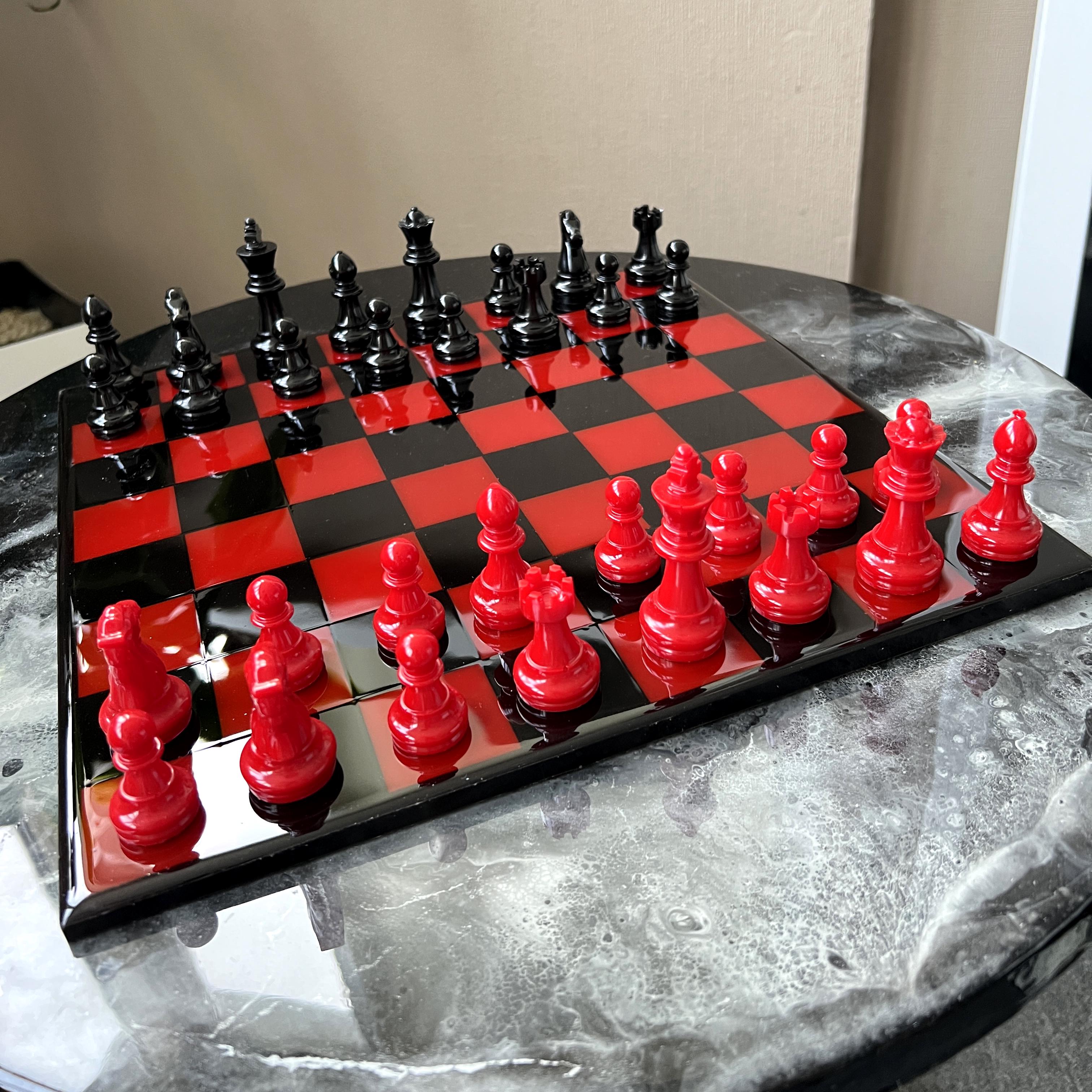 Шахи з епоксидної смоли Black Flame 30х30 см Шахи з епоксидної смоли Black Flame 30х30 см