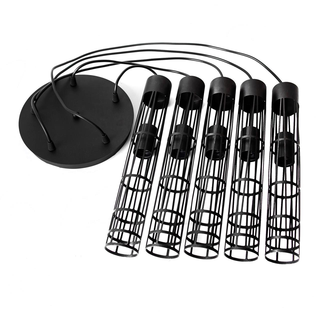 Подвесной светильник MSK Electric Flow в стиле лофт на круглом основании под лампы Е27 Черный (NL 6040-5R BK) - фото 2