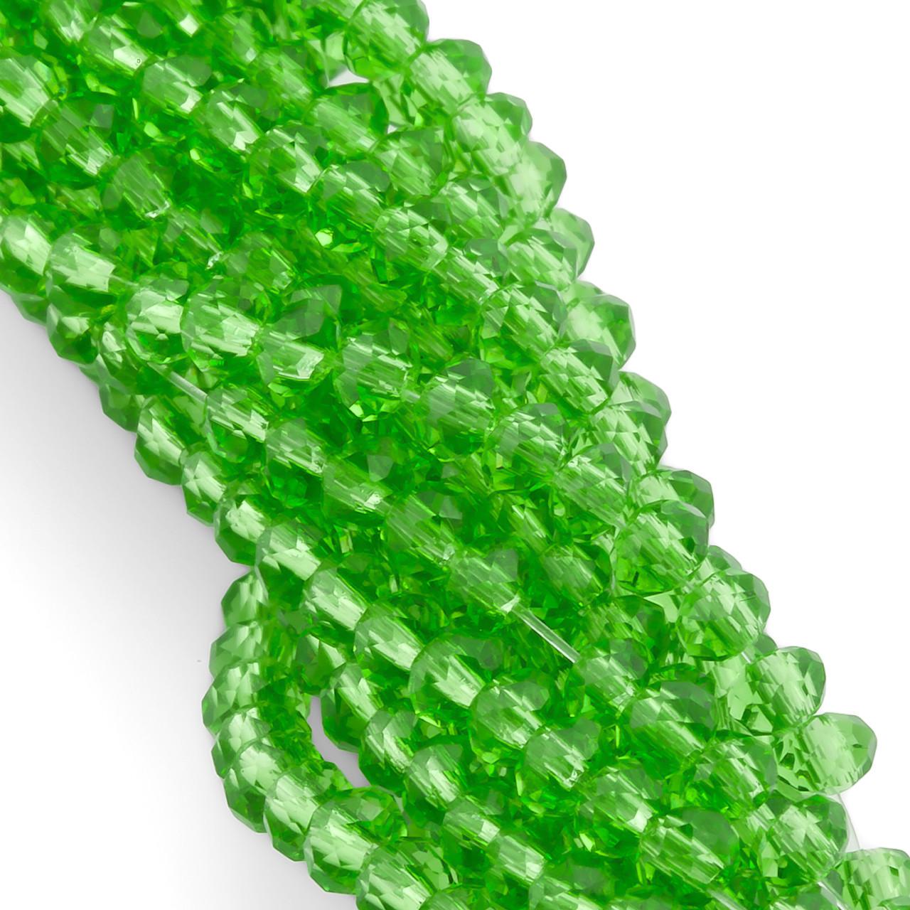 Бусины хрустальные на нитке в форме ронделя с огранкой 2,5х2 мм 170 шт. Зеленый (БС0202а35)