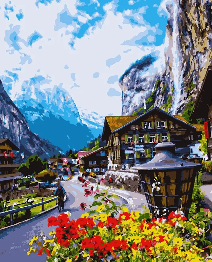 Картина по номерам Artissimo Цветущая Швейцария 40x50 см без коробки (PN2708) Картина по номерам Artissimo Цветущая Швейцария 40x50 см без коробки (PN2708)