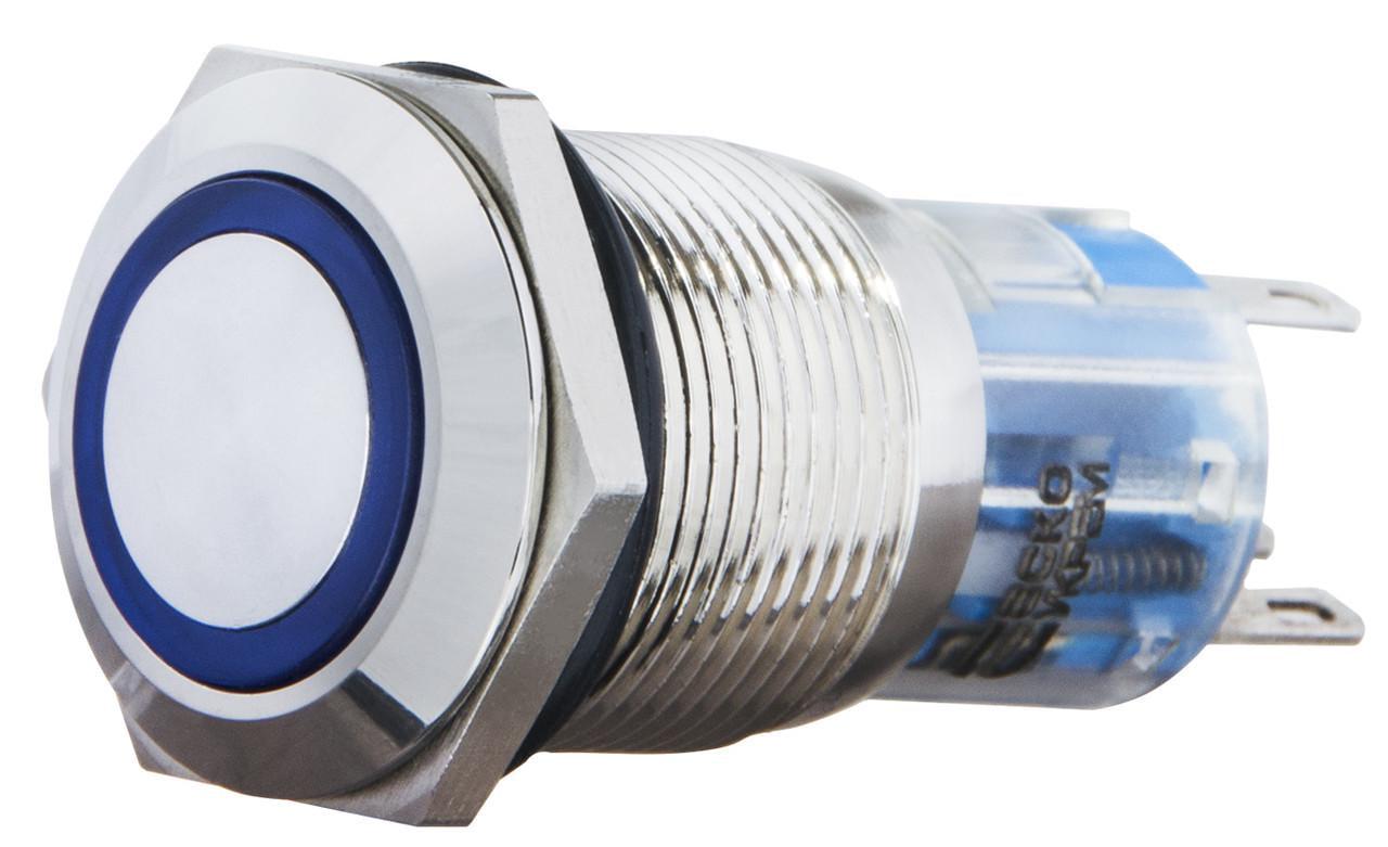 Кнопка TYJ 19-271 металева пласка з підсвічуванням 1NO+1NC 24V Синій (A0140010143) Кнопка TYJ 19-271 металева пласка з підсвічуванням 1NO+1NC 24V Синій (A0140010143)