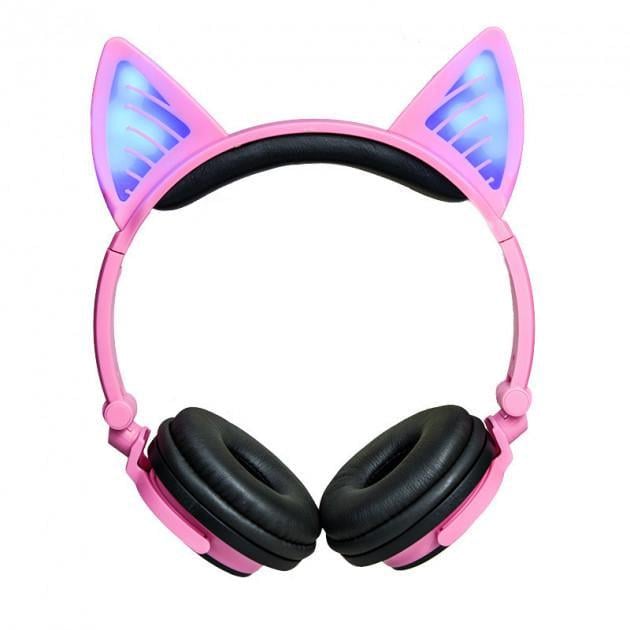 Навушники SUNROZ BL108A Bluetooth з котячими вушками LED Рожеві (SUN0482)
