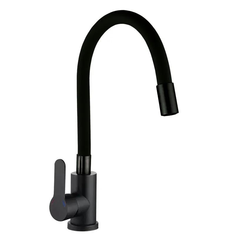 Смеситель для кухни Zerix DAX-011 с силиконовым изливом Black (ZX4820)