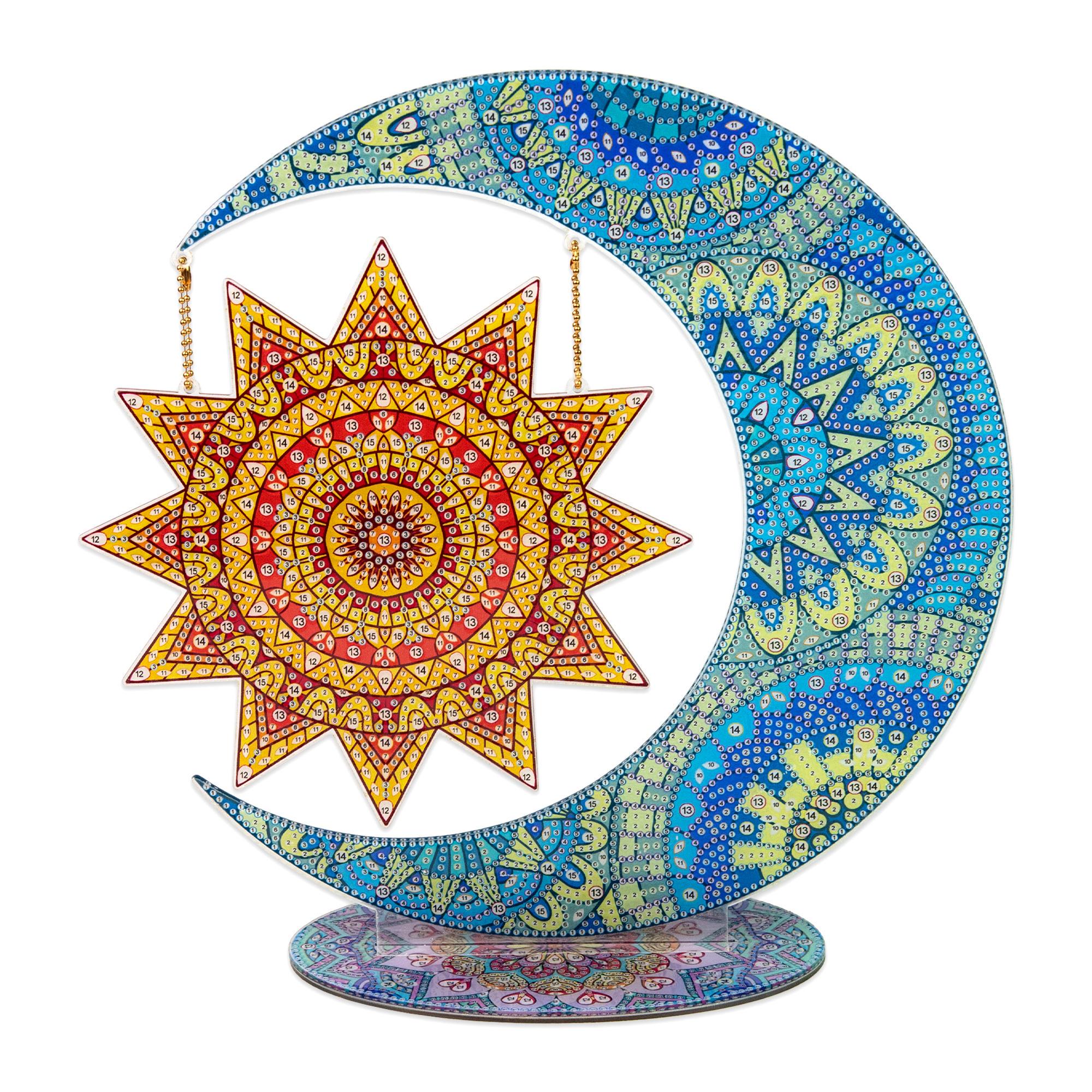 Алмазная мозаика Strateg Премиум Луна и Солнце на подставке 30x30 см (Str-BJP11)