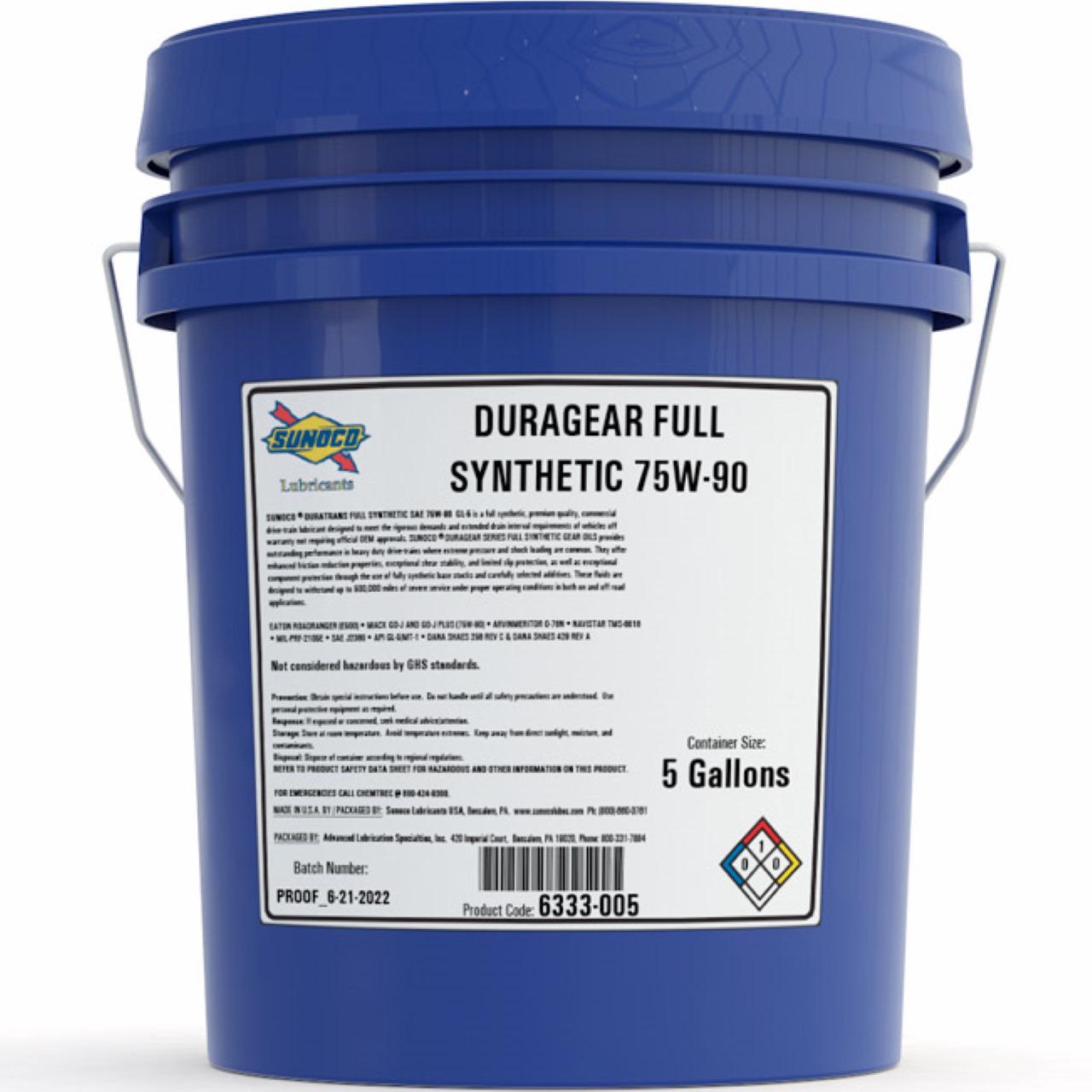 Трансмиссионное масло Sunoco DURAGEAR FULL SYNTHETIC 75W-90 18,93 л (6333-005)