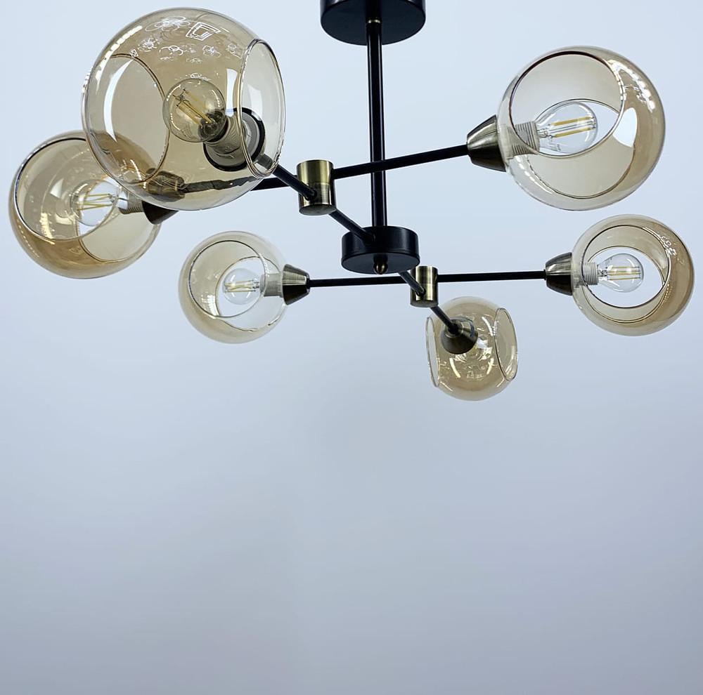 Светильник потолочный на 6 ламп с открытым плафоном (1800/6 AB+BK+BR)