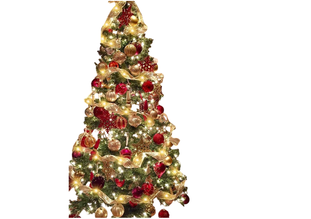 Гірлянда-стрічка на ялинку золотиста 5 см х 5 м живлення від батарейок (00378)