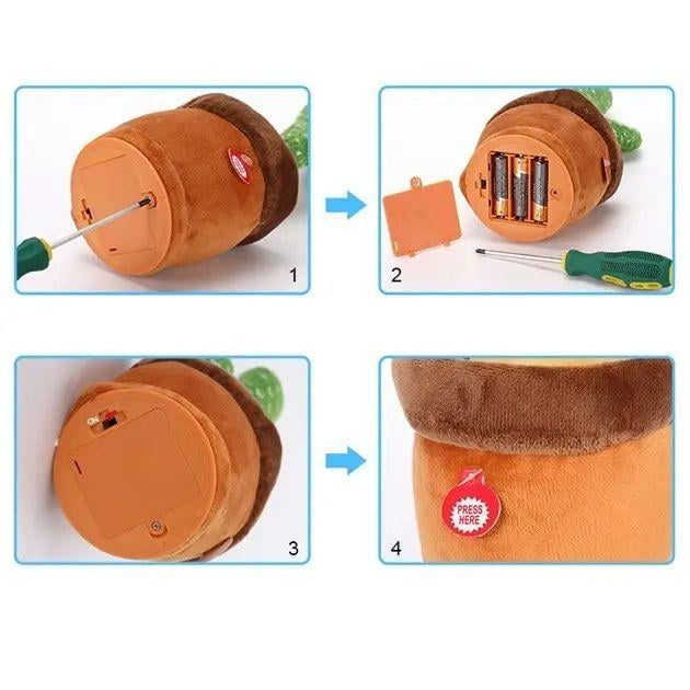 Кактус танцюючий на 3 батарейках з повторенням слів 34 см - фото 2 Кактус танцюючий на 3 батарейках з повторенням слів 34 см - фото 2