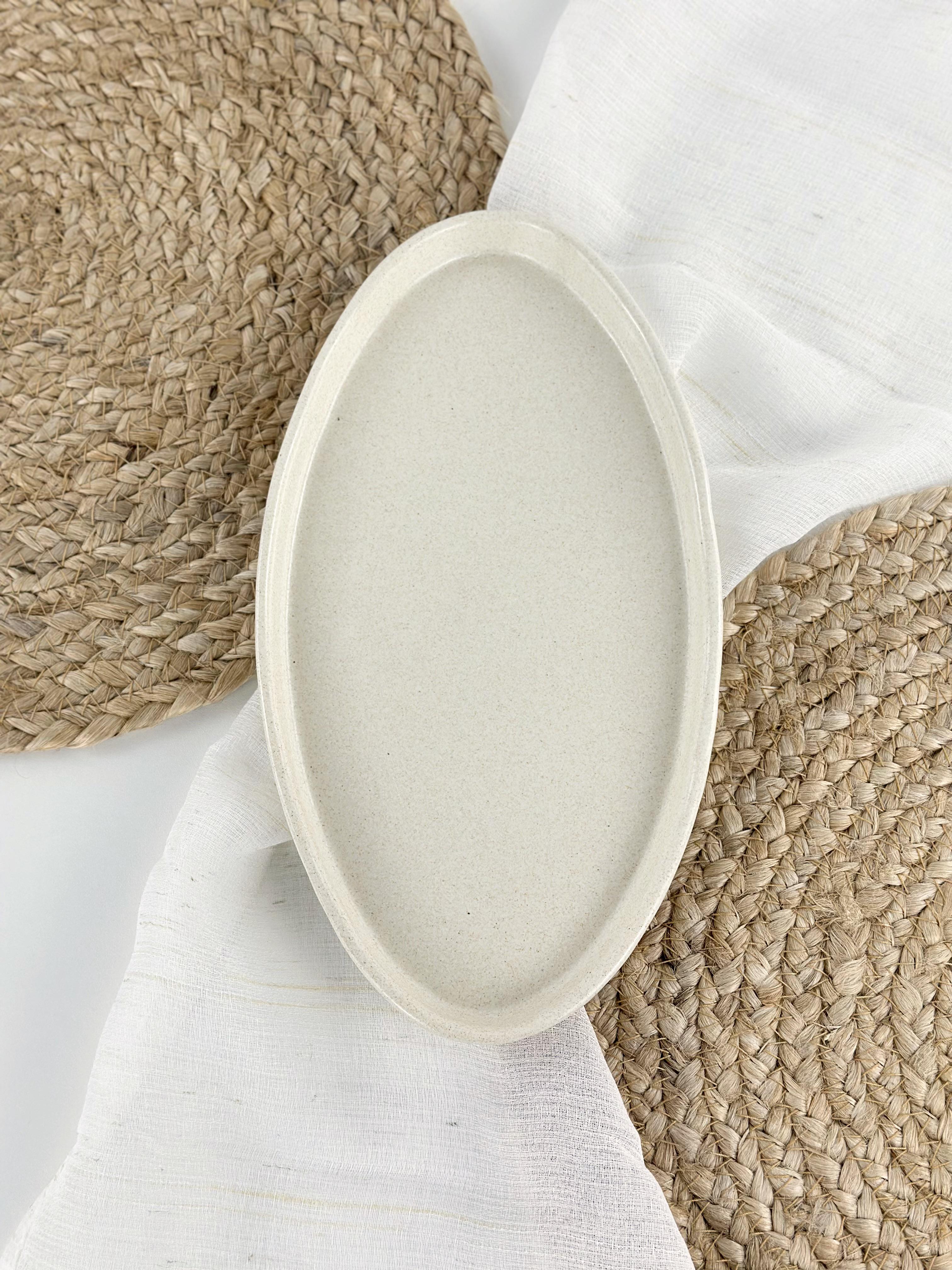 Блюдо для подачі фаршированой рыби глиняная Гражда 28 см Белый (17002-12)