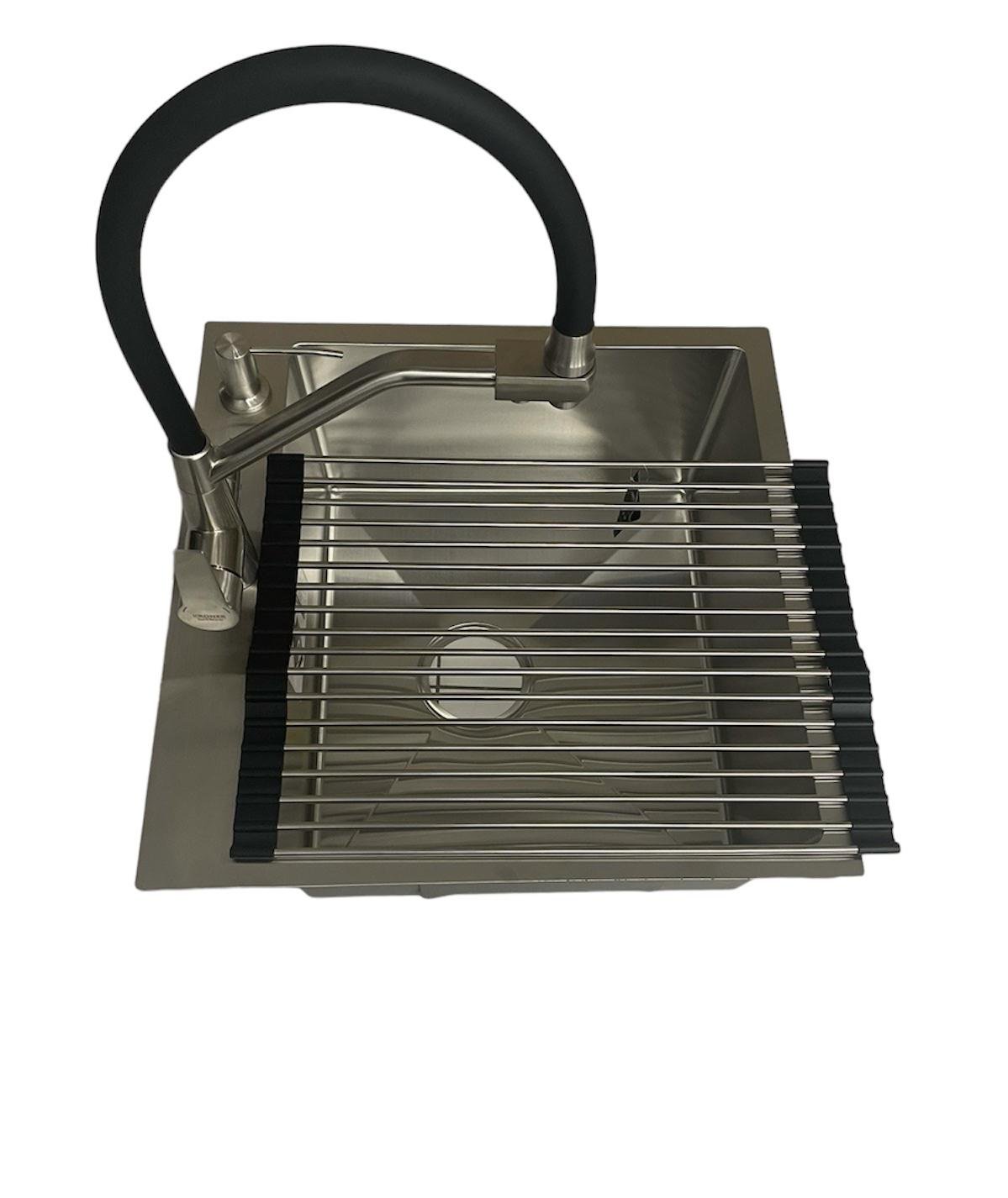 Мойка кухонная Luminex 5045 Серый/смеситель с подключением к фильтру Kroner ESG03817BLK