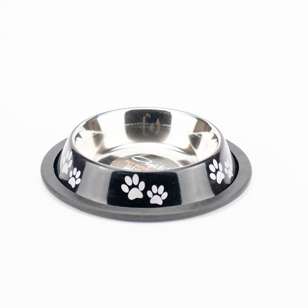 Миска для тварин Agility металева з протиковзкою основою 200 мл 15,5 см Чорний (2477083739) - фото 1