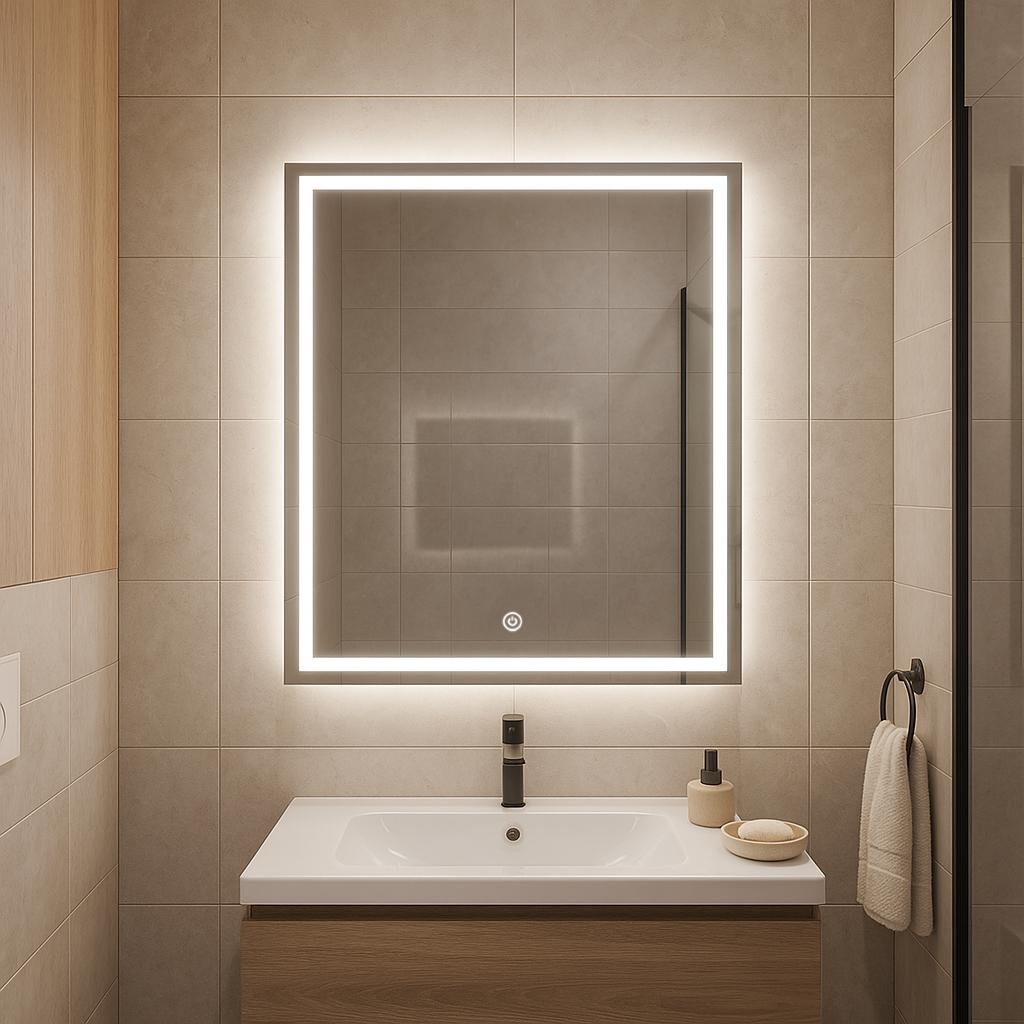 Дзеркало SENAM прямокутне вертикальне фоново-фронтальне підсвічування із сенсорною кнопкою 800х600 мм (PR.FF.V.8.6) - фото 5 Дзеркало SENAM прямокутне вертикальне фоново-фронтальне підсвічування із сенсорною кнопкою 800х600 мм (PR.FF.V.8.6) - фото 5