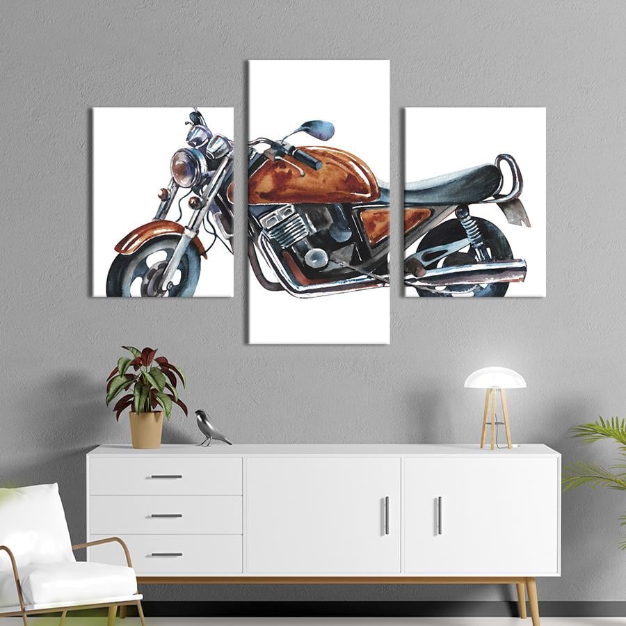 Картина на холсте триптих Мощный спортбайк 96x60 см (1411-32)