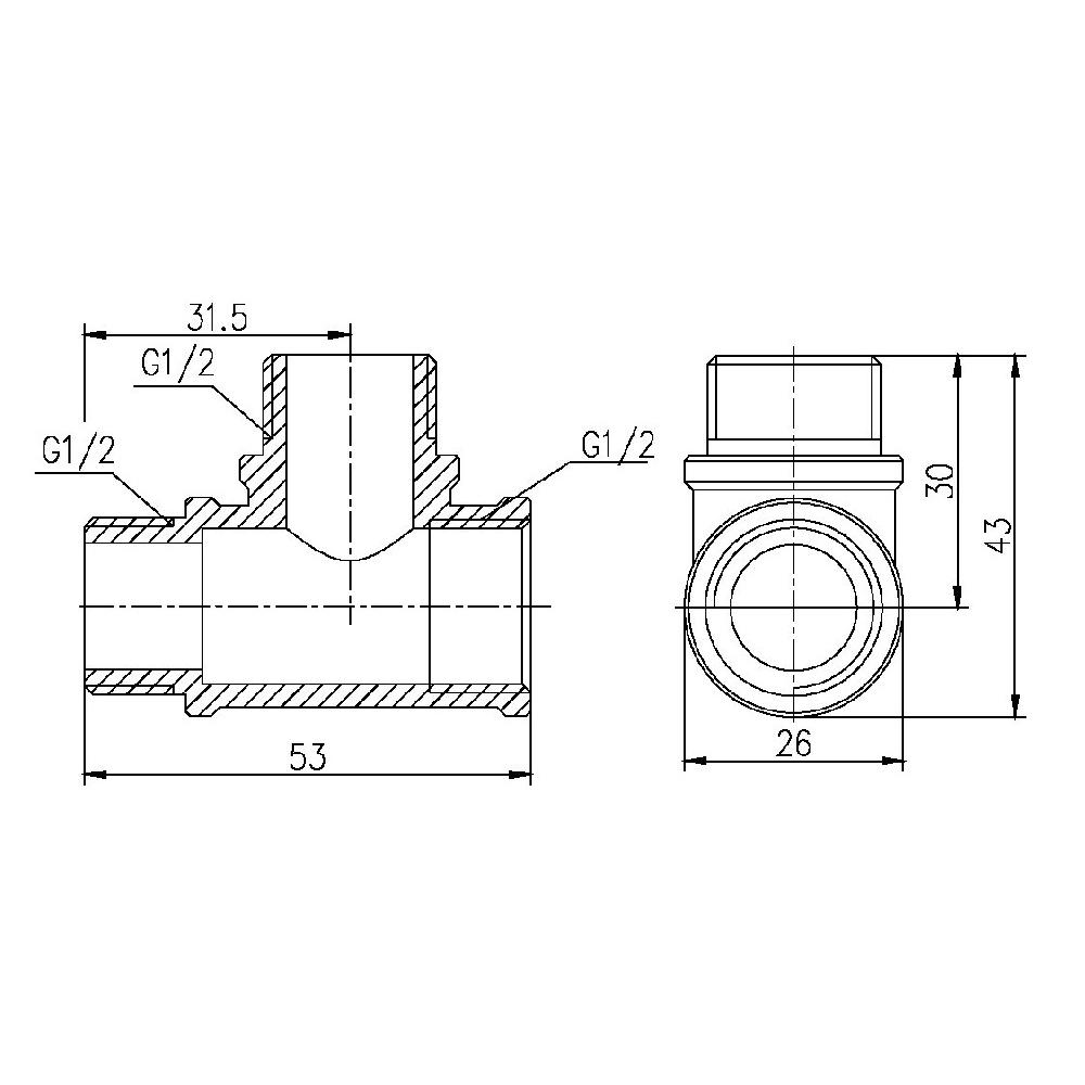Тройник SD Forte 1/2" ВНН (SF36515) - фото 2 Тройник SD Forte 1/2" ВНН (SF36515) - фото 2