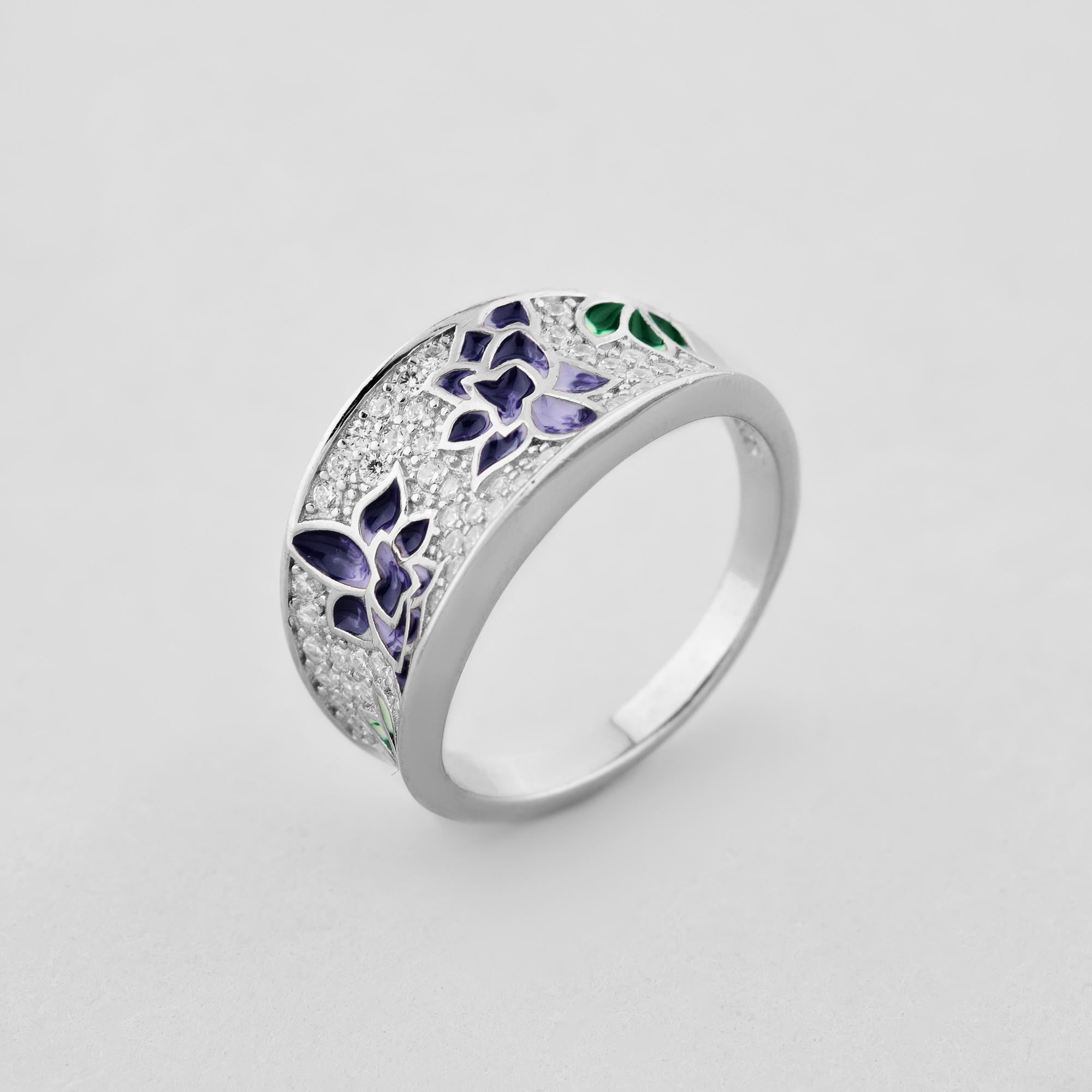 Серебряное кольцо Minimal Роспись р. 18 (12652)