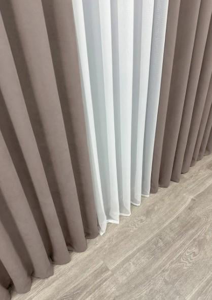 Штори в вітальню/спальню Petek з мікровелюру 1,5х2,9 м 2 шт. Какао (1825ш 33-0811) - фото 5