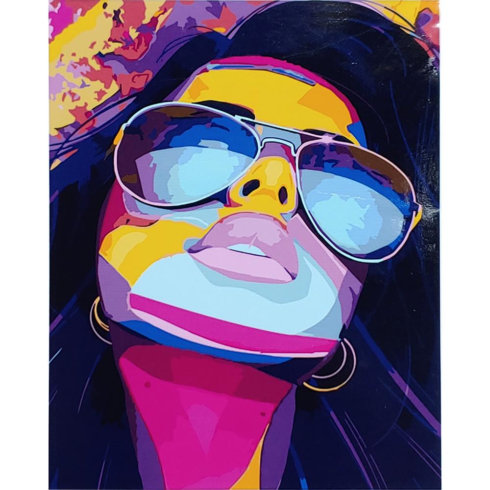 Картина по номерам Strateg Премиум Поп-арт в очках с лаком 40х50 см (SY6912)