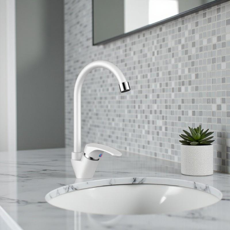 Смеситель для кухни PLAMIX AFINA-011 высокий однорычажный пластик Белый (b-PM0686) - фото 2 Смеситель для кухни PLAMIX AFINA-011 высокий однорычажный пластик Белый (b-PM0686) - фото 2