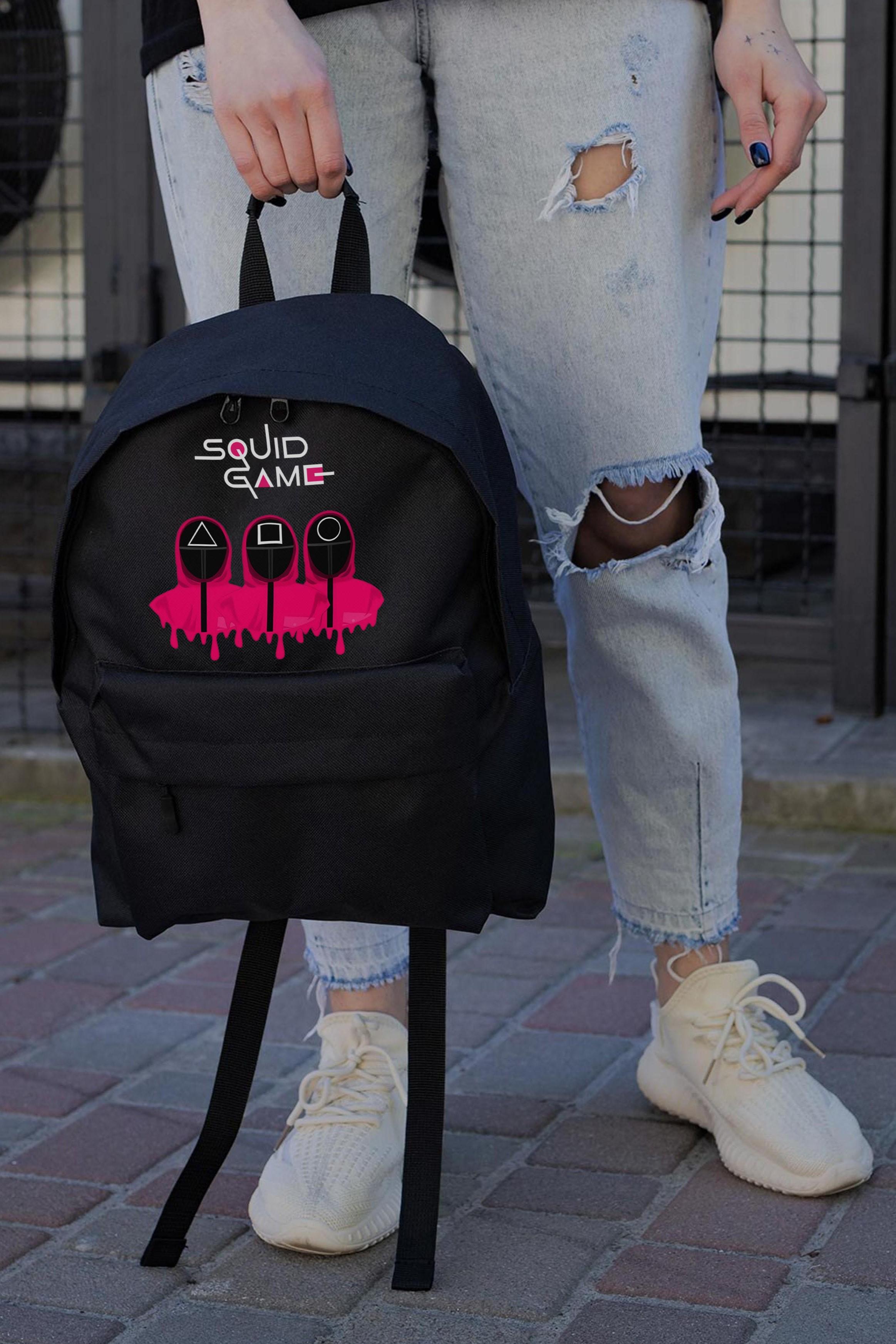 Рюкзак школьный для девочки Without Compact с принтом Squid Game Black (8055259)