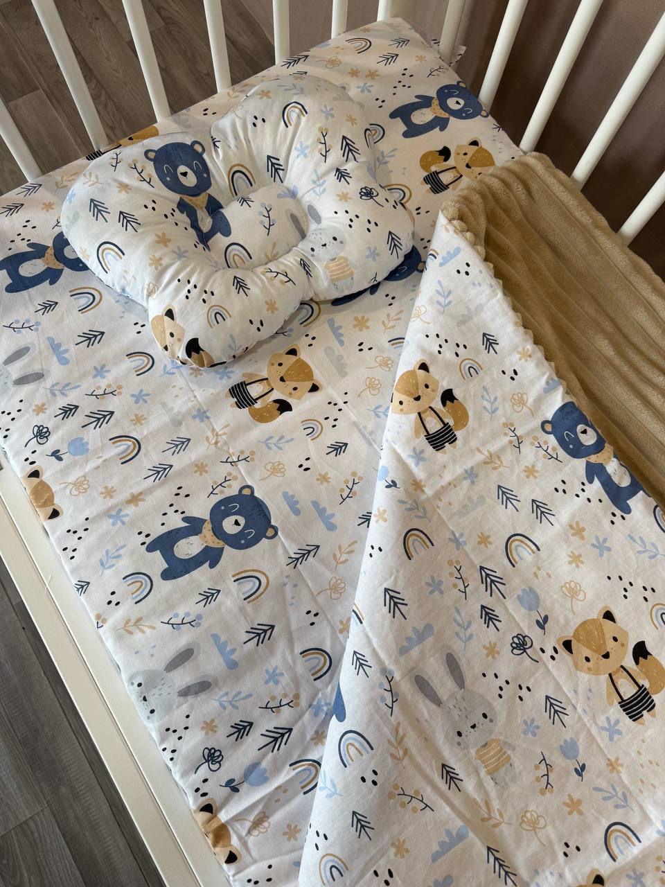 Комплект постельного белья Манюня из бязи для кроватки 78x98 см Коричневый (П4К-am-manin-002)