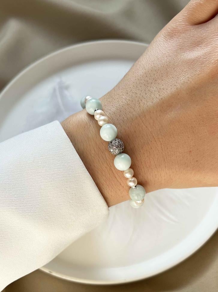 Браслет из жемчуга и ангелита (5034) Браслет из жемчуга и ангелита (5034)