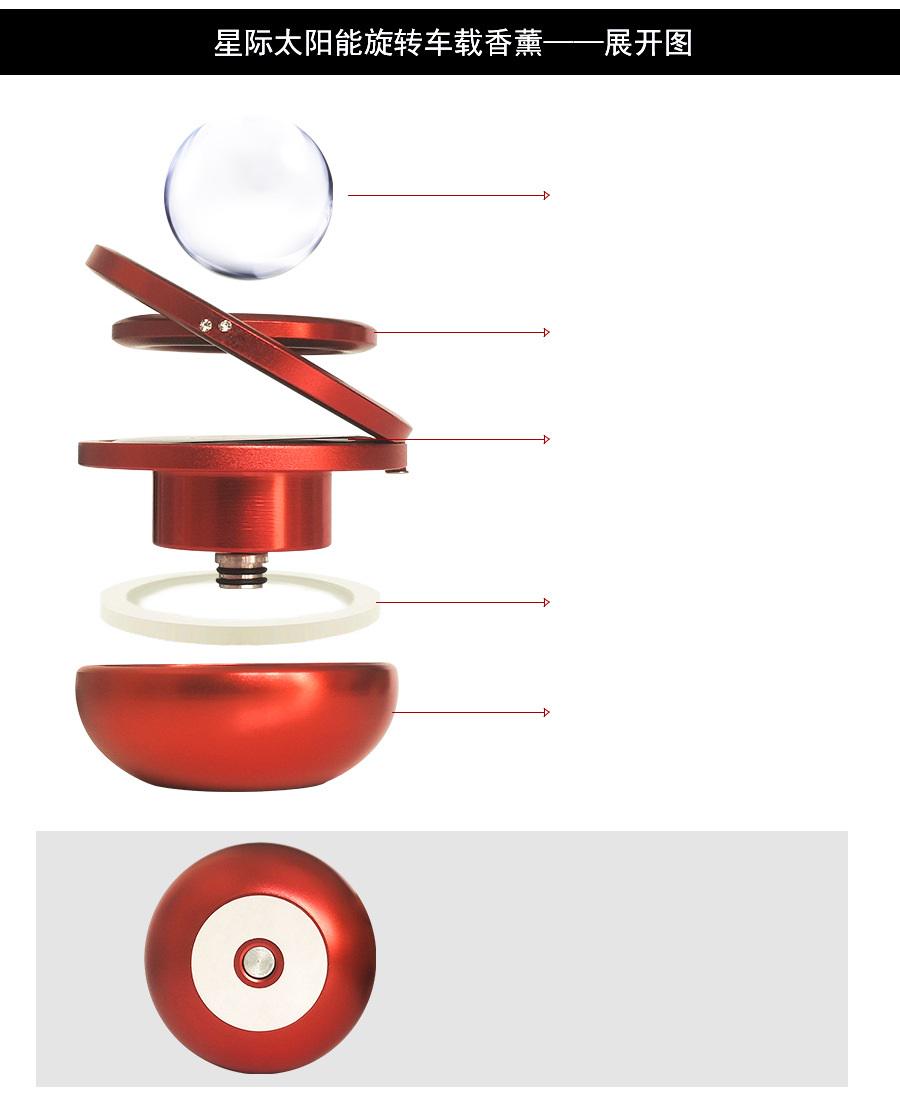 Ароматизатор в автомобиль MIQIKO Левитирующие кольца Галактика от солнечного света с 1 сменным картриджем Красный (НГ050969) - фото 5
