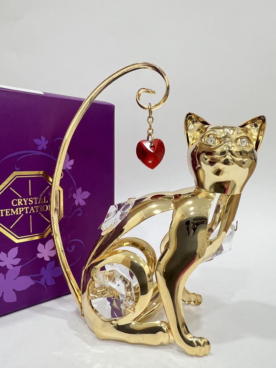 Фигурка со стразами Crystocraft Swarovski Кошка с сердцем 9 см 160282 (31466486)