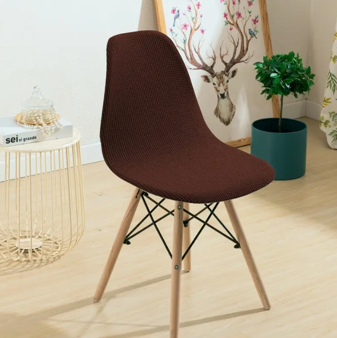 Чехол на стул в скандинавском стиле эластичный жаккард Коричневый