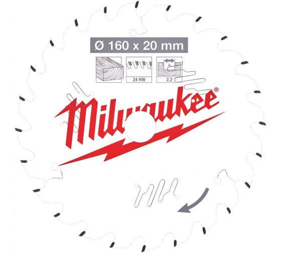 Пиляльний диск Milwaukee по дереву 160x20x2,2 24Z (4932471290)