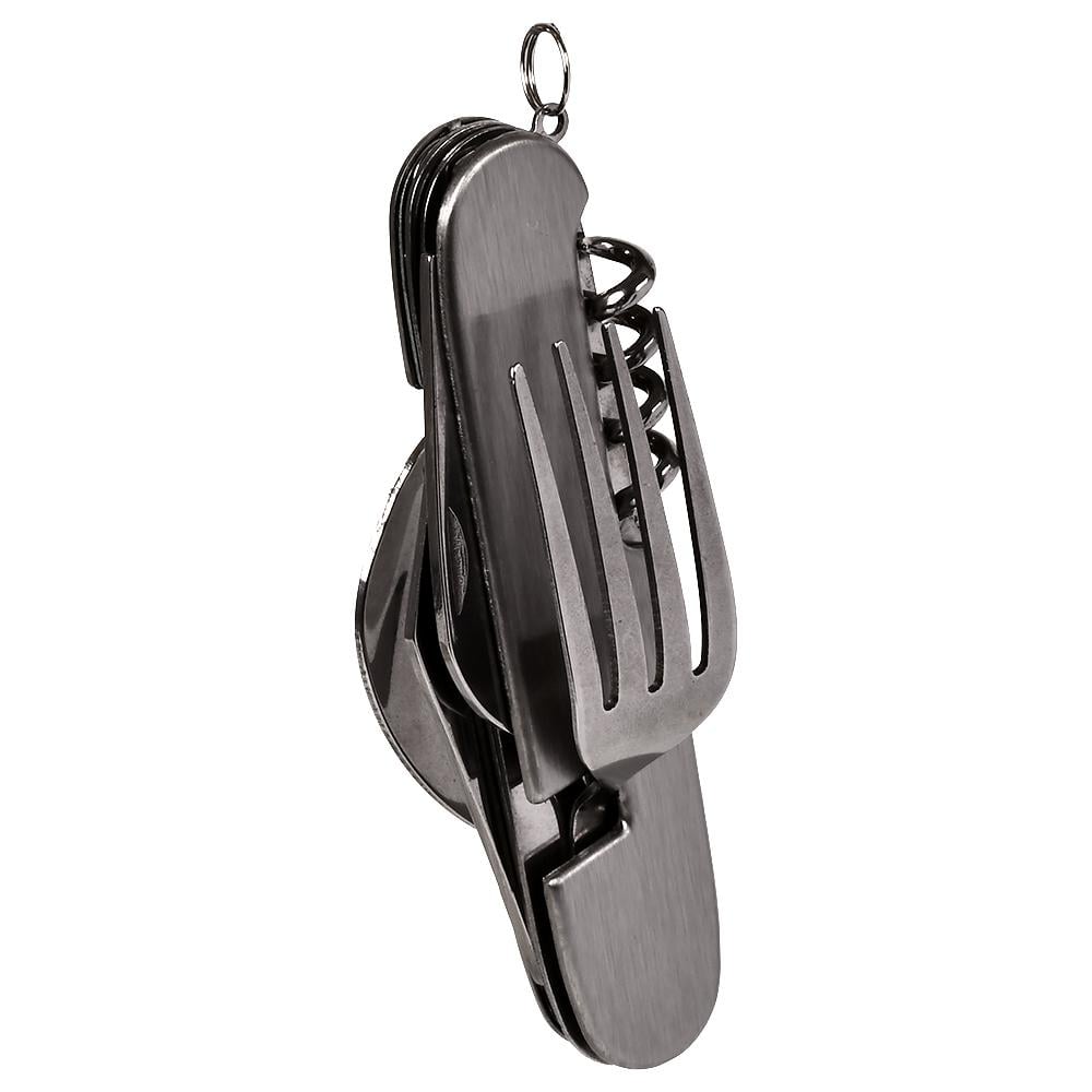 Мультитул туристический WL-591 6в1 ложка/вилка/нож/стопор 11 см Серебристый (29876152)