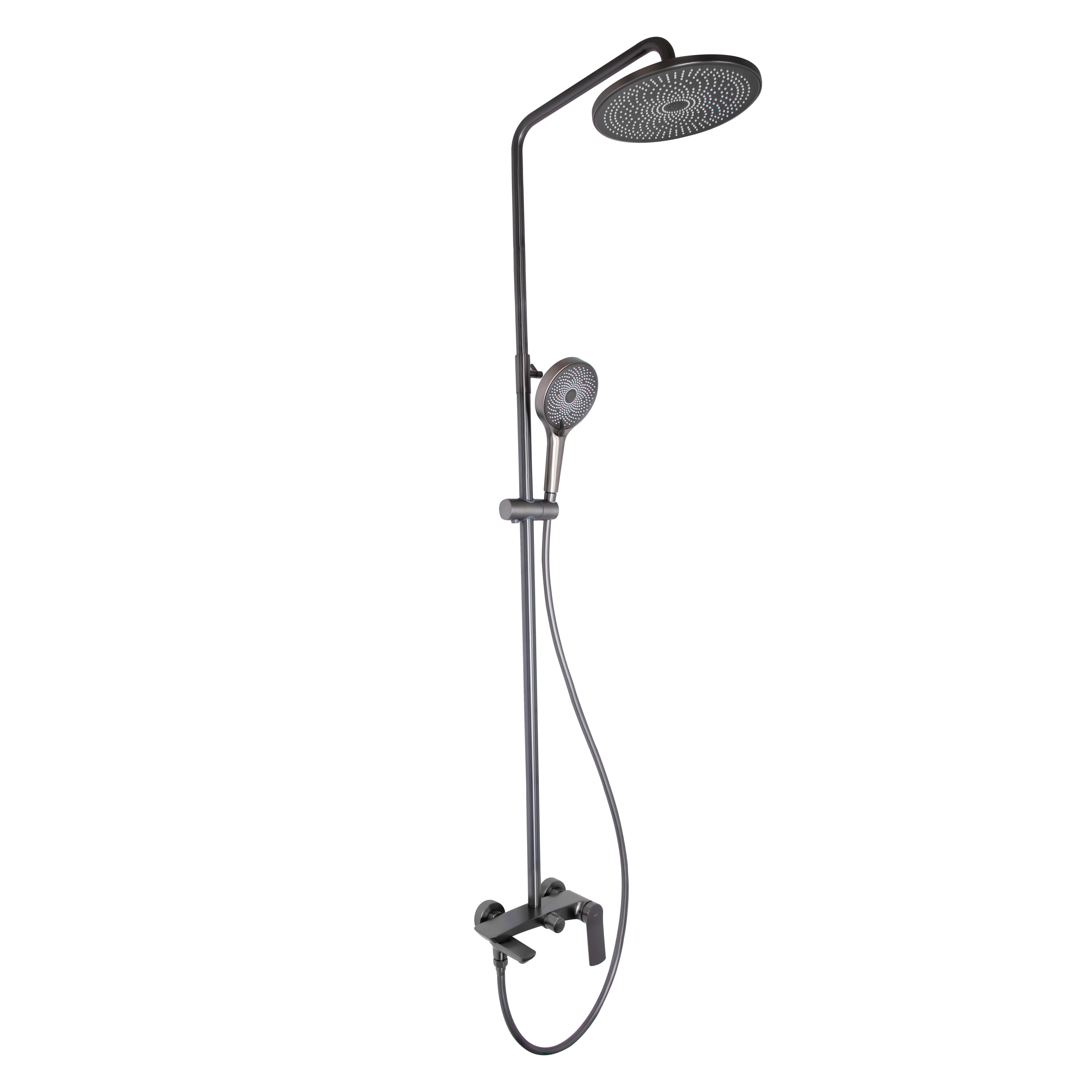 Душевая система универсальная Qtap Slavonice QTSLA111GMB45910 Gunmetal PVD на три потребителя с изливом Black (SD00052034)