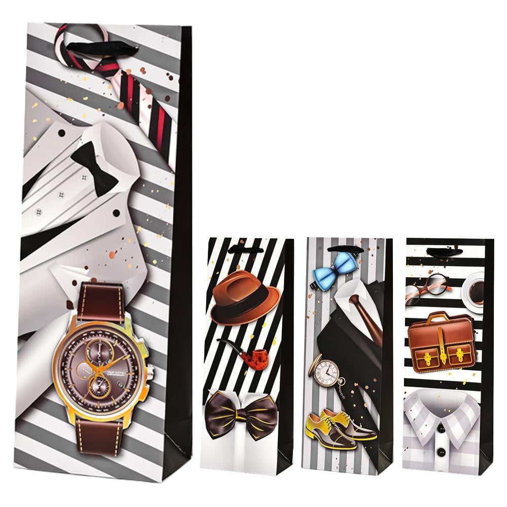 Пакет подарочный бумажный под бутылку Style 3D 36х13х8 см (R95561) - фото 2 Пакет подарочный бумажный под бутылку Style 3D 36х13х8 см (R95561) - фото 2