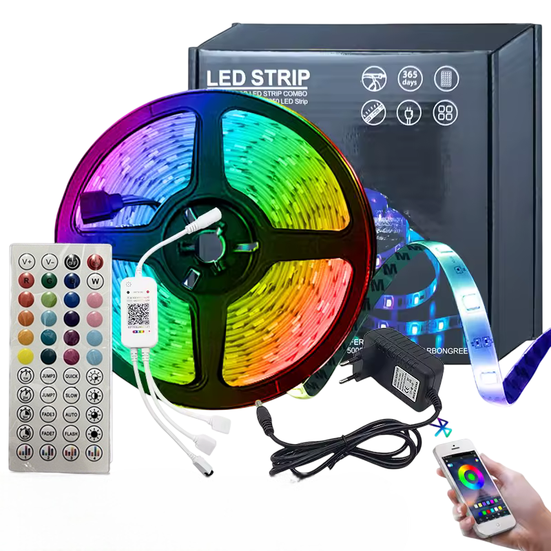 Светодиодная лента Kayfovo LLB-10 RGB для дома с пультом с блютузом 10 м (29345) Светодиодная лента Kayfovo LLB-10 RGB для дома с пультом с блютузом 10 м (29345)