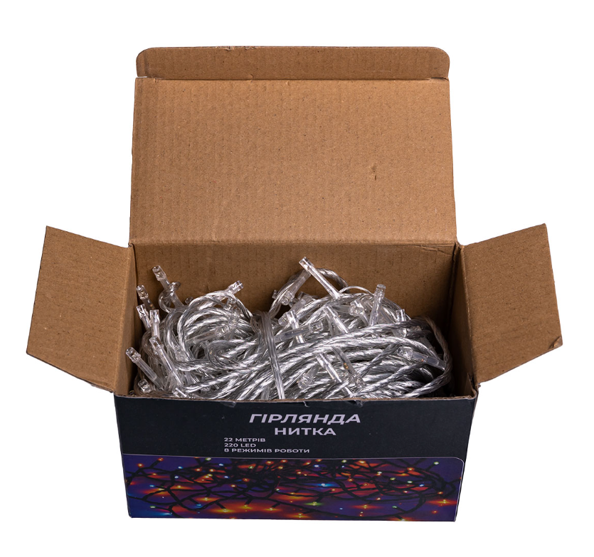 Гирлянда нить 220 LED 22 м прозрачный провод Белый - фото 5 Гирлянда нить 220 LED 22 м прозрачный провод Белый - фото 5