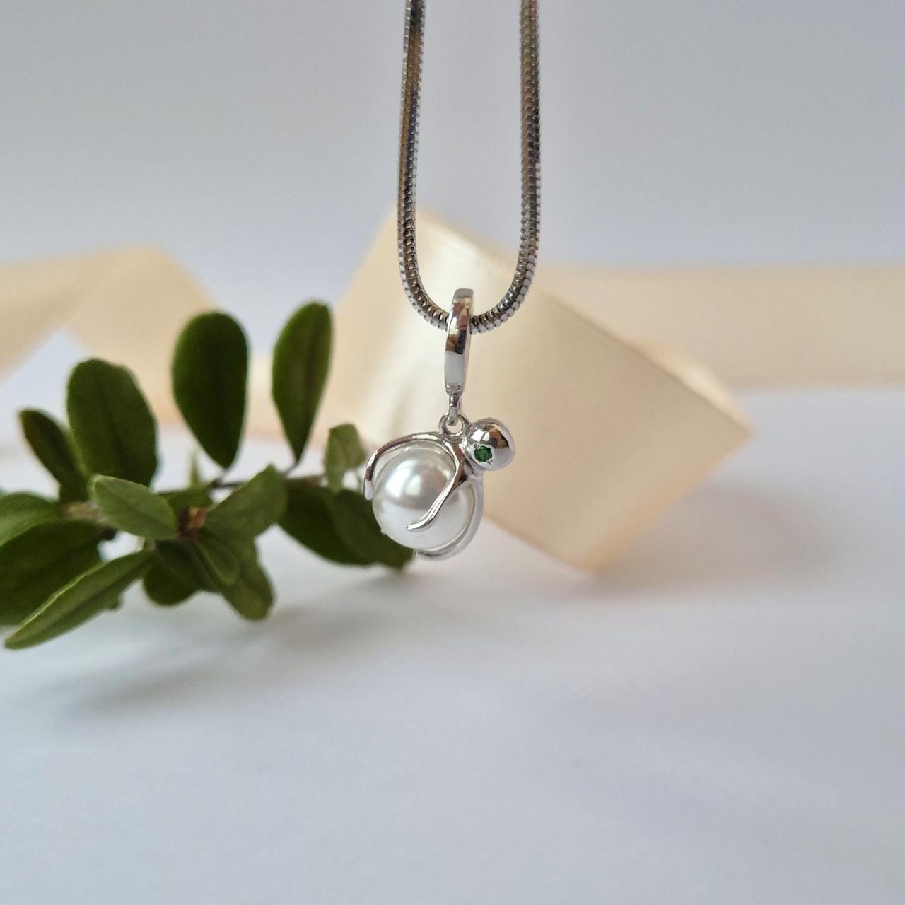 Шарм з підвіскою Восьминіг срібло 925 проби родоване 2,30 г (810р)