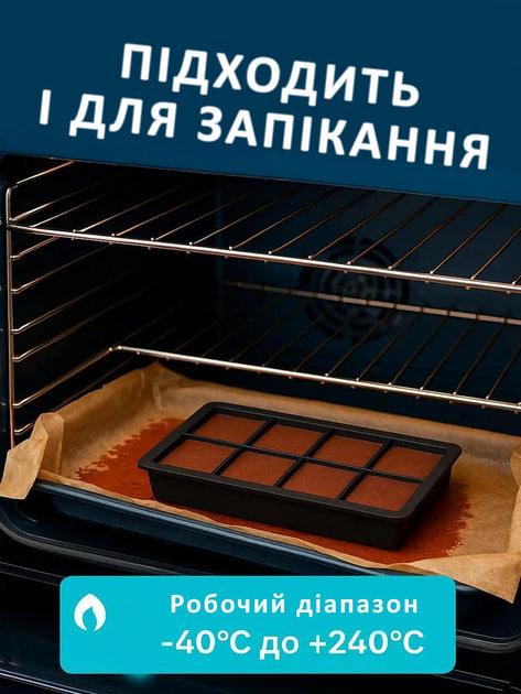 Форма для льда силиконовая с крышкой 2 набора по 8 больших кубиков 5х5 см Черный - фото 4