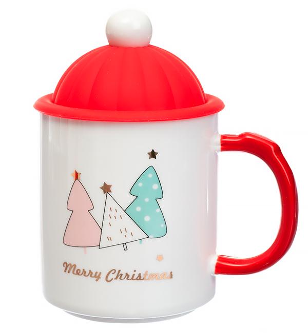Кружка новогодняя Christmas tree с ложкой 350 мл керамика