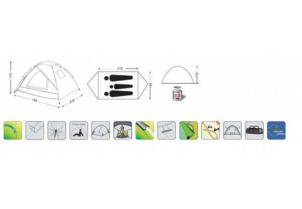 Палатка туристическая KingCamp Luca трехместная полуавтоматическая для кемпинга Оливковый (KT3091) - фото 5