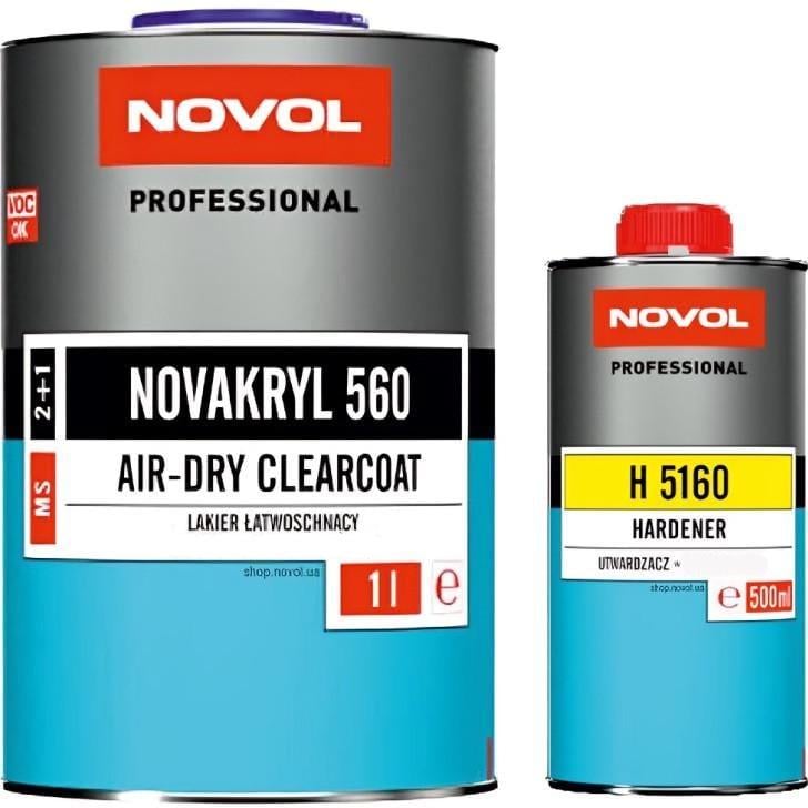 Лак акриловий повітряний NOVOL Novakryl Air Dry 560 2:1 HS 1 л та 500 мл