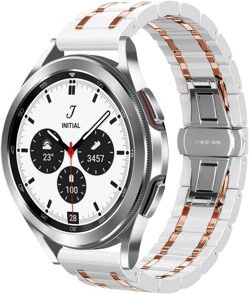 Ремешок керамический Ceramo для Galaxy Watch 4 Classic 42 мм Pink/White (28727-52)
