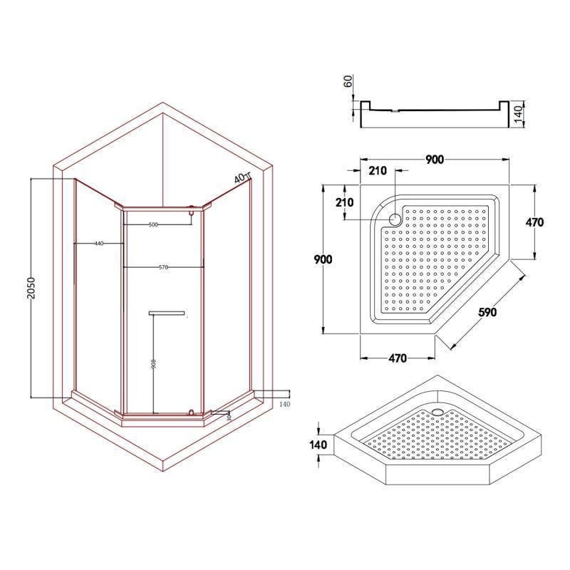 Душевая кабина Lidz Dozorca SC90x90.CRM.LOW.TR со прозрачным стеклом 6 мм и поддоном (15455962) - фото 2