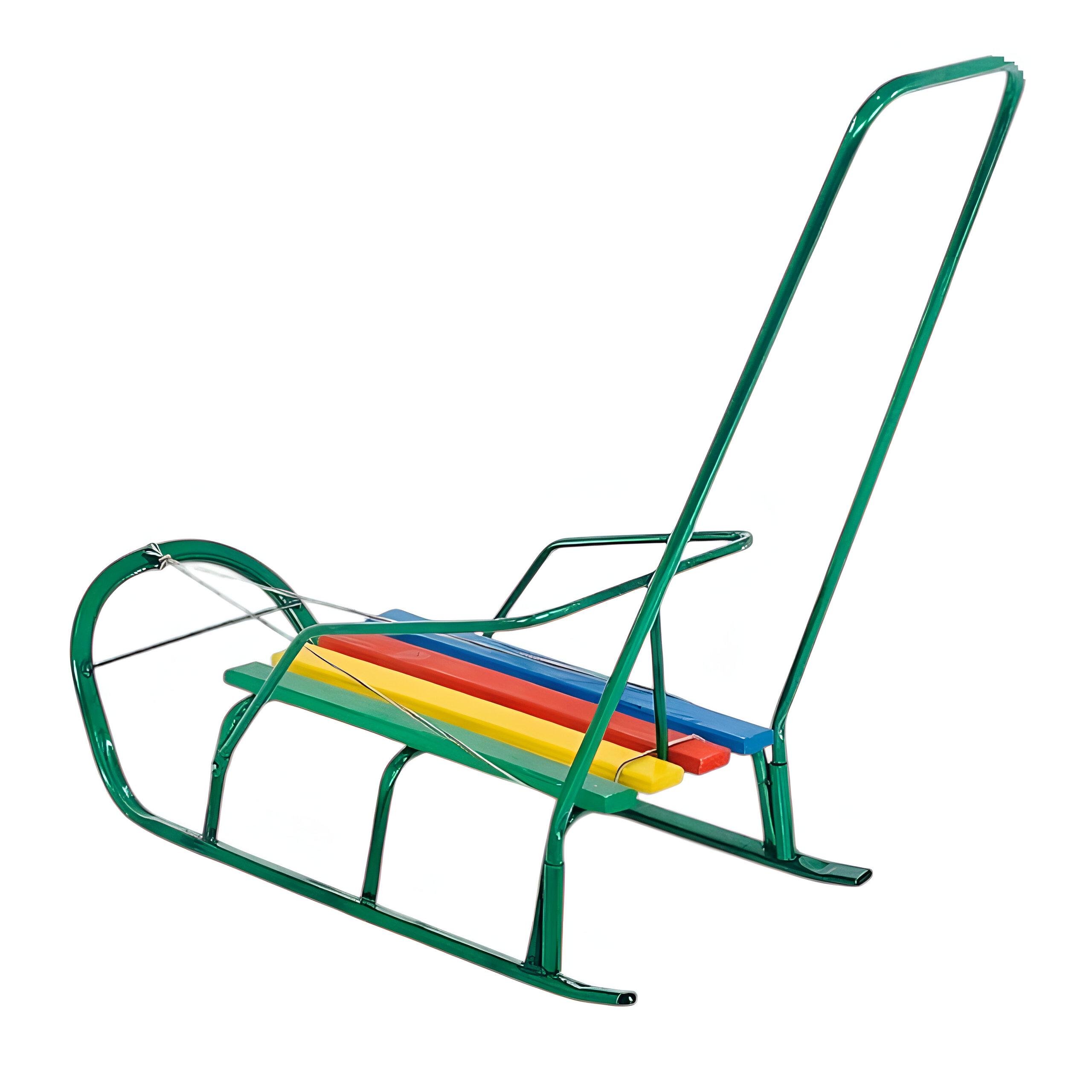 Сани детские Классик-1 с ручкой круглые полозья Зеленый (29877065) - фото 3 Сани детские Классик-1 с ручкой круглые полозья Зеленый (29877065) - фото 3