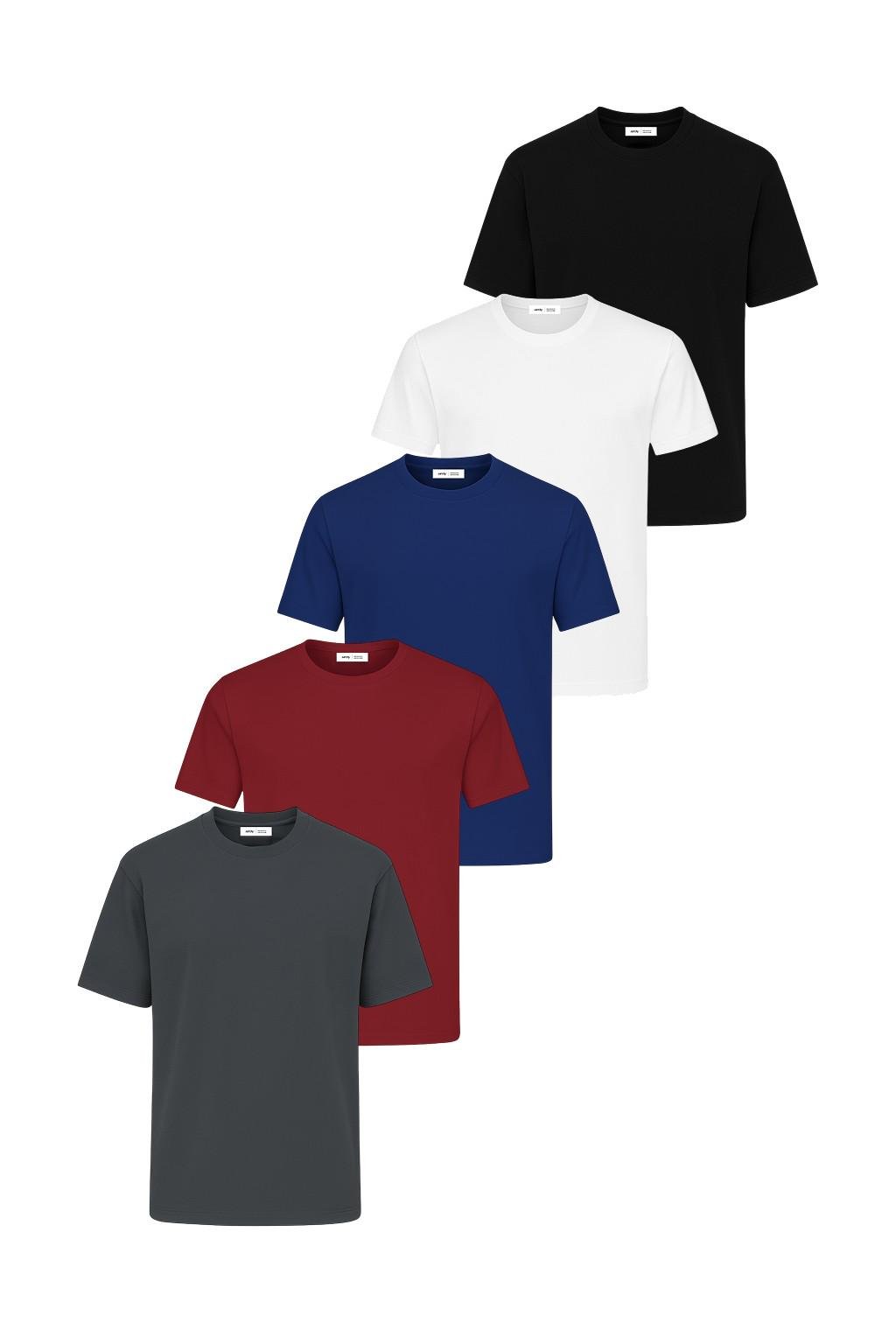 Набор мужских базовых футболок Ray Premium Fit 5 шт. XS Белый/Темно-серый/Темно-синий/Черный/Бордовый (U0102-5PACK3)