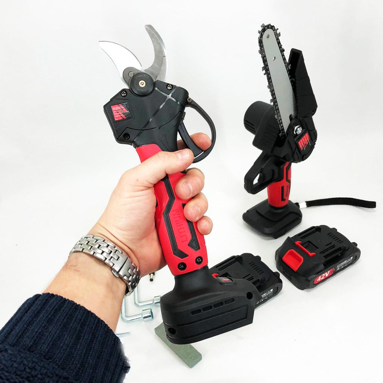 Набор KRAFFTEC секатор аккумуляторный/мини-пилка цепная в кейсе с JS-574 2 АКБ (2397859848) - фото 9 Набор KRAFFTEC секатор аккумуляторный/мини-пилка цепная в кейсе с JS-574 2 АКБ (2397859848) - фото 9