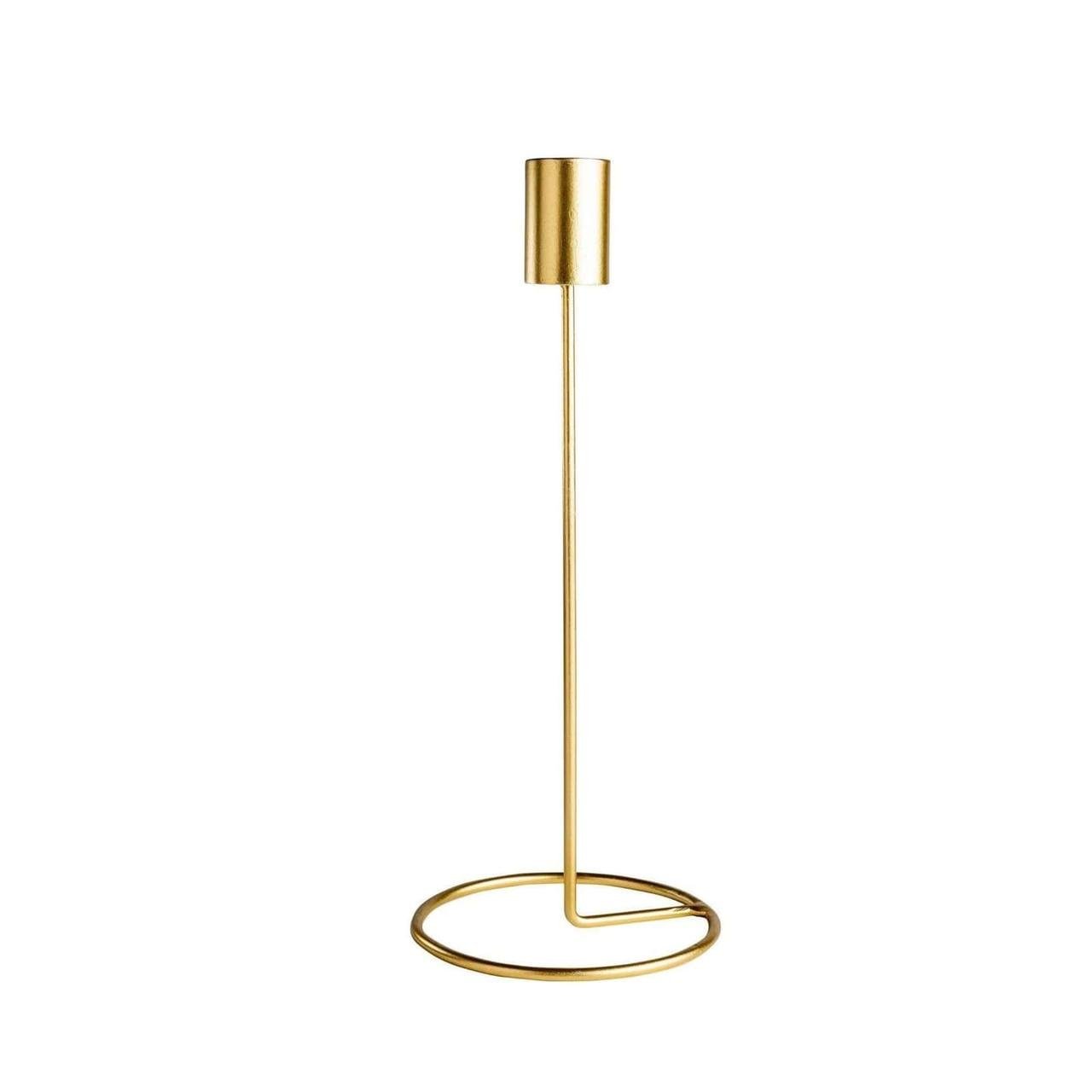 Підсвічник святковий Remy-Decor Гунар металевий для тонкої свічки 28 см Золотий