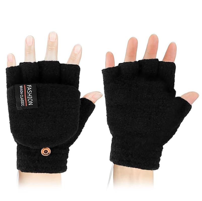 Перчатки-митенки зимние женские Lesko 2020 USB-подогрев регулируется застежкой Black (24366802) - фото 4