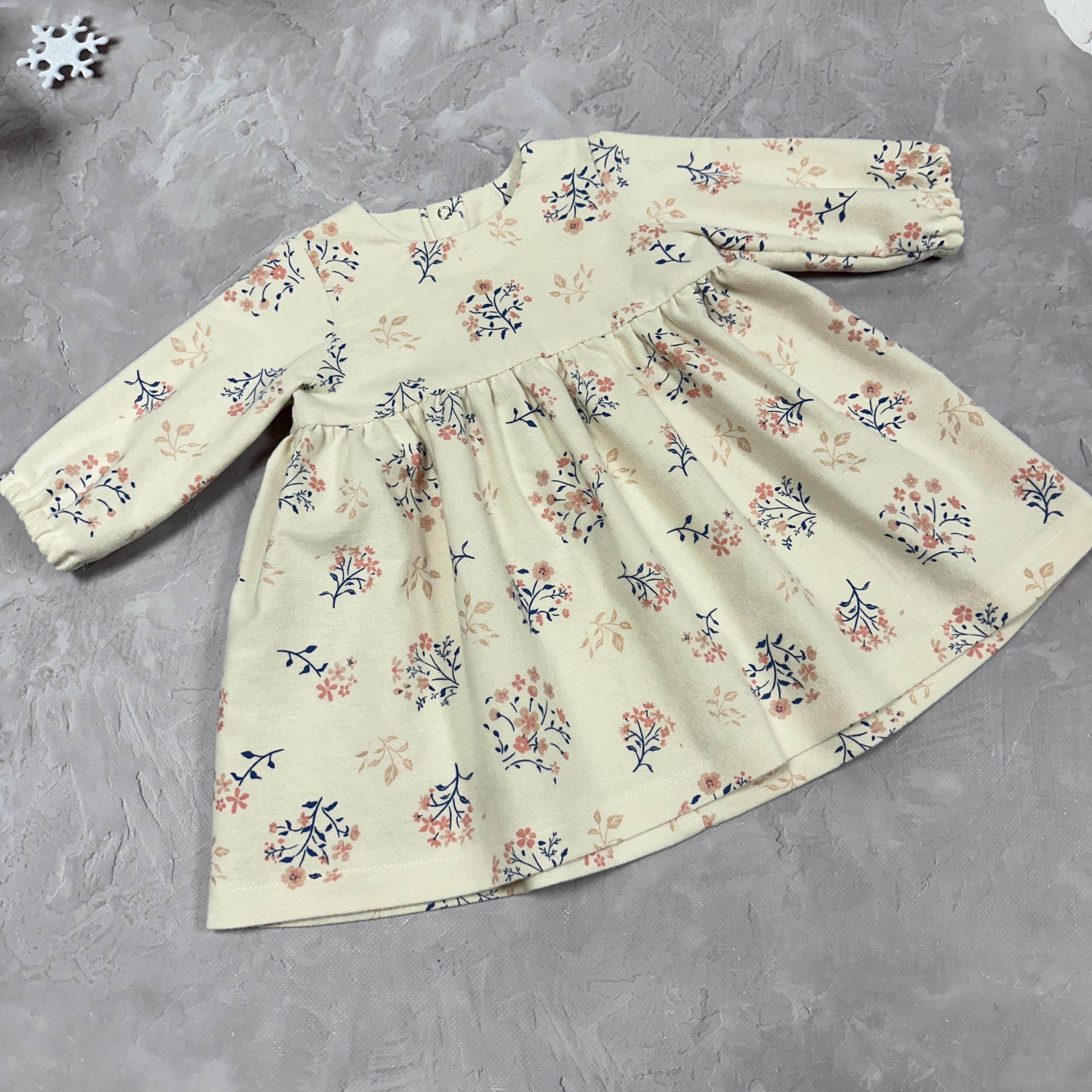 Платье для девочки Мэри Цветочный принт хлопковое с длинным рукавом р. 68 (29552042)